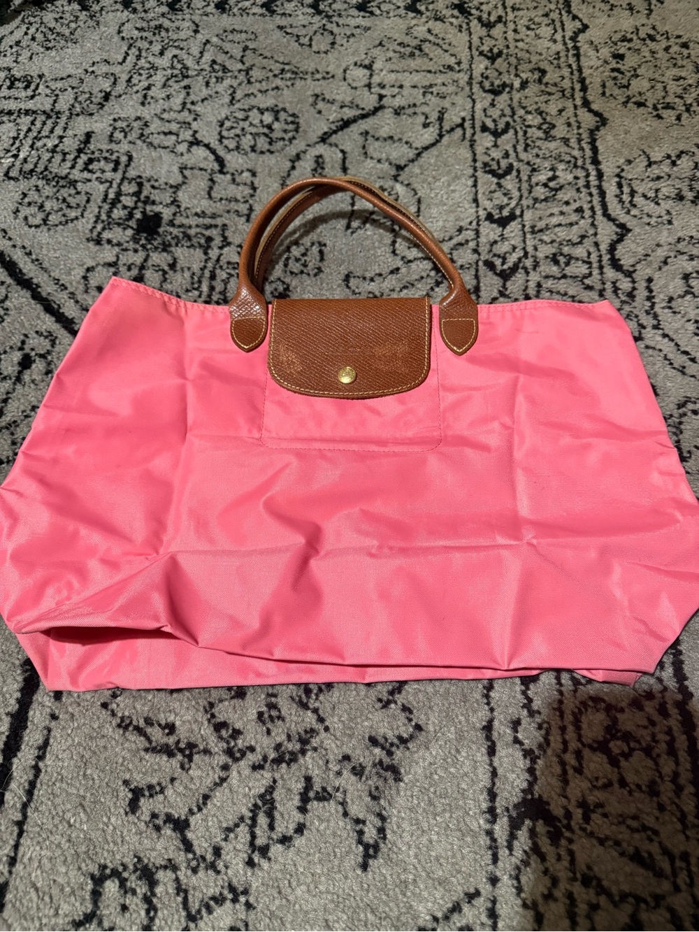 Longchamp Le Pliage Pink Nylon Foldable Tote Bag